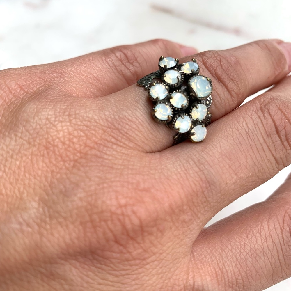 Adjustable Opal Constellation Ring Intricate Band